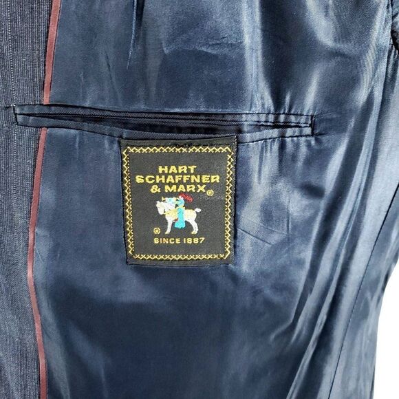 DAMAGED Hart Schaffner Marx Wool 2 Button‎ Blazer 44R Blue Portly Viracle - Picture 8 of 11